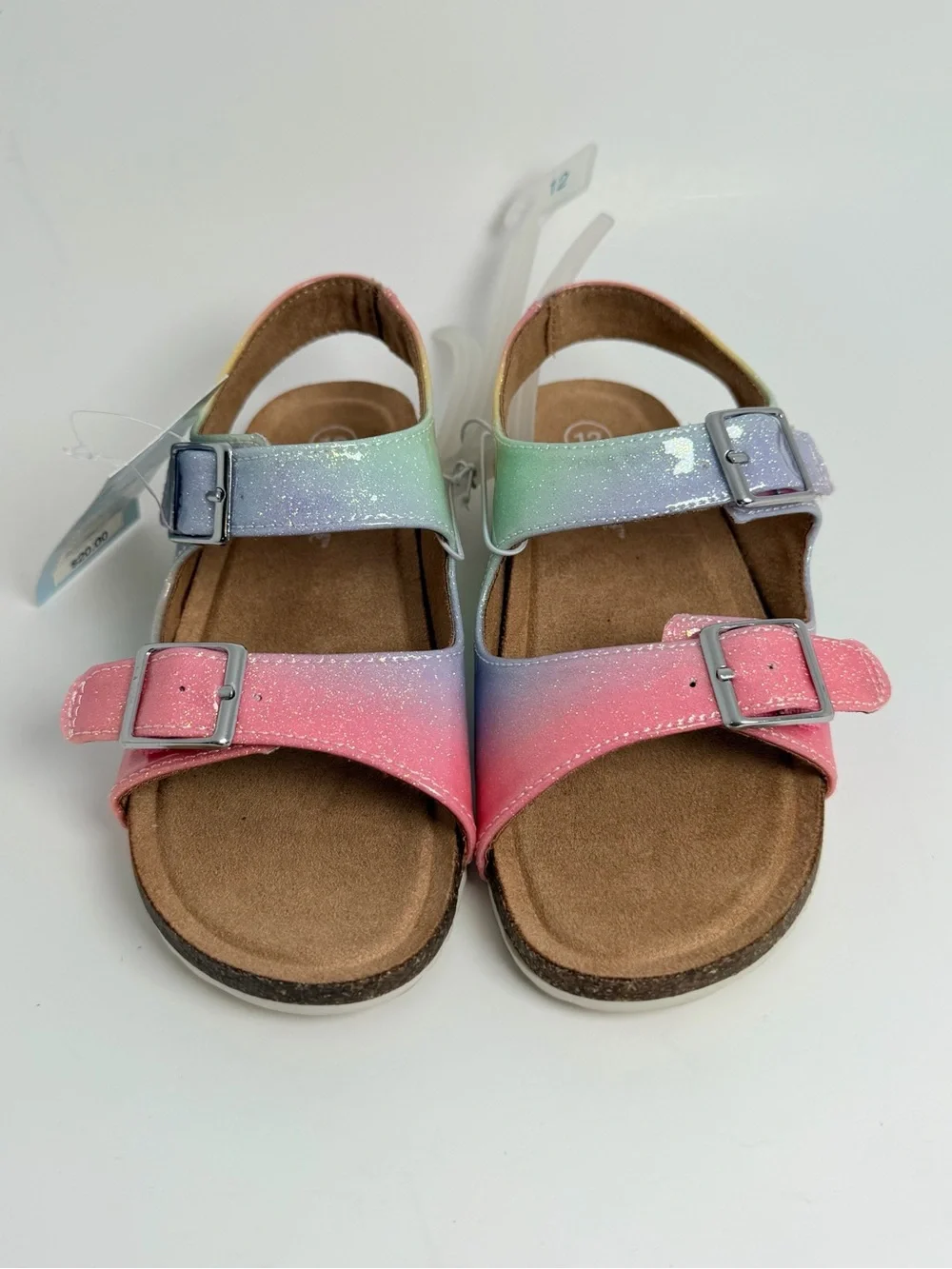 Cat & Jack Glitter Rainbow Double Buckle Sandals - Pink, Green, Blue